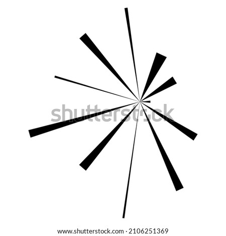 Radial radiating beam ray lines. Starburst, sunburst lineal element, icon. Glint, gleam, aurora effect