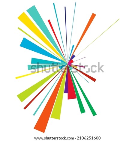 Radial radiating beam ray lines. Starburst, sunburst lineal element, icon. Glint, gleam, aurora effect