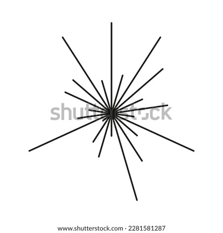 Radial radiating beam ray lines. Starburst, sunburst lineal element, icon. Glint, gleam, aurora effect.