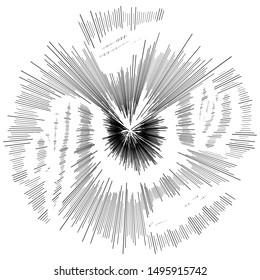Radial, radiating beams, rays starburst, sunburst lines. Circular burst, firework, blast or explosion effect. Concentric, converging array sparkle effect. Irregular, dashed stripes