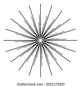 Líneas de ráfagas radiantes. Diseño de líneas convergentes, ilustración