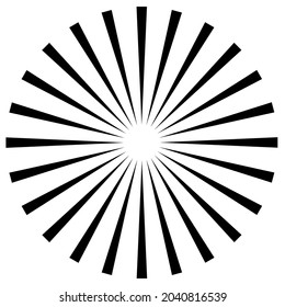 Radial, radiating burst lines. Converging lines design, illustration