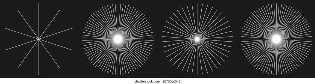 Radial, radiating, converging lines. Circular lines geometric element