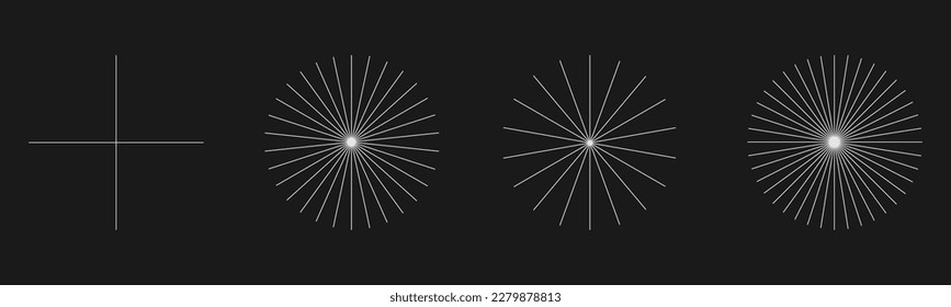 Radial, radiating, converging lines. Circular lines geometric element