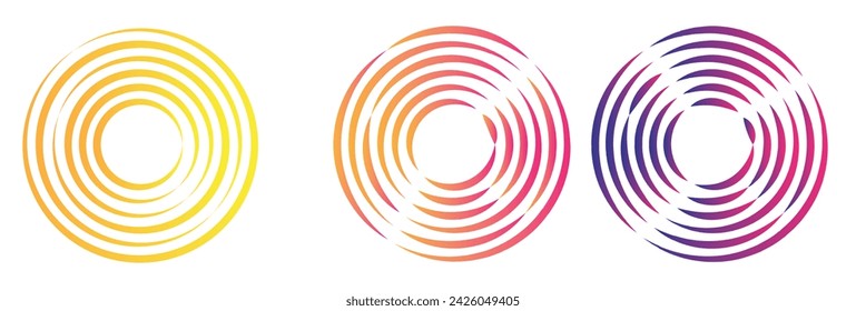  Líneas radiales, radiantes y convergentes. Conjunto de elementos geométricos de líneas circulares.