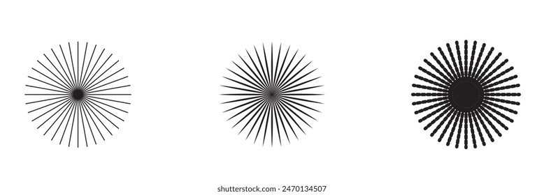 Radial, radiating, converging lines. Circular lines geometric element