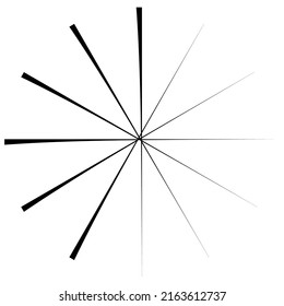 Radial, Radiating And Converging Lines, Stripes. Circular, Rotated Burst, Spoke Lines