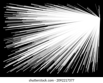 Radial, radiating dynamic lines. Abstract explosion, burst. Rays, beams monochrome starburst, sunburst