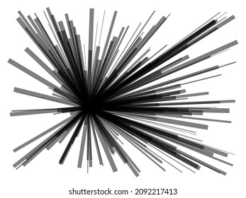 Radial, radiating dynamic lines. Abstract explosion, burst. Rays, beams monochrome starburst, sunburst