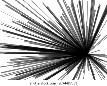 Radial, radiating dynamic lines. Abstract explosion, burst. Rays, beams monochrome starburst, sunburst