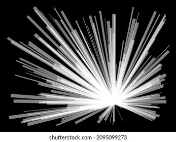 Radial, radiating dynamic lines. Abstract explosion, burst. Rays, beams monochrome starburst, sunburst