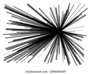 Radial, radiating dynamic lines. Abstract explosion, burst. Rays, beams monochrome starburst, sunburst