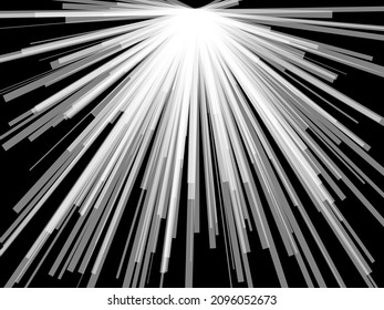 Radial, radiating dynamic lines. Abstract explosion, burst. Rays, beams monochrome starburst, sunburst