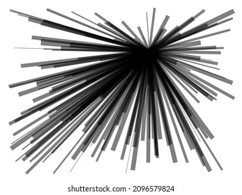 Radial, radiating dynamic lines. Abstract explosion, burst. Rays, beams monochrome starburst, sunburst