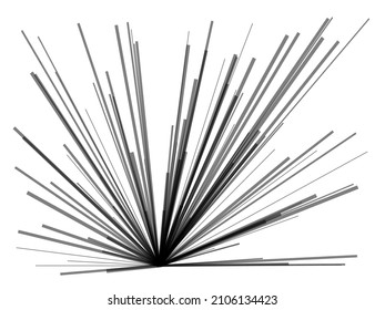 Radial, radiating dynamic lines. Abstract explosion, burst. Rays, beams monochrome starburst, sunburst
