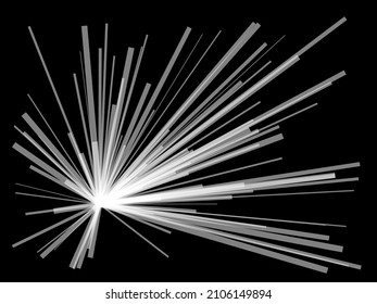 Radial, radiating dynamic lines. Abstract explosion, burst. Rays, beams monochrome starburst, sunburst