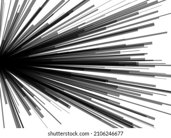 Líneas dinámicas radiales. Explosión abstracta, explosión. Rayos, vigas monocromas, ráfagas de sol