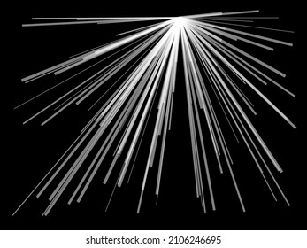 Radial, radiating dynamic lines. Abstract explosion, burst. Rays, beams monochrome starburst, sunburst