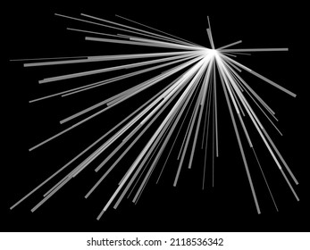 Radial, radiating dynamic lines. Abstract explosion, burst. Rays, beams monochrome starburst, sunburst