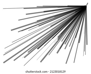 Radial, radiating dynamic lines. Abstract explosion, burst. Rays, beams monochrome starburst, sunburst