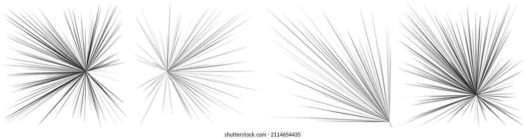 Radial, radiating dynamic rays, beams lines. Starburst, sunburst element. Gloss, shine effect. Gleam, glitter, glint, glare design