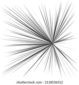 Radial, radiating dynamic rays, beams lines. Starburst, sunburst element. Gloss, shine effect. Gleam, glitter, glint, glare design