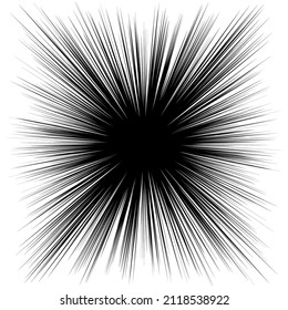 Radial, radiating dynamic rays, beams lines. Starburst, sunburst element. Gloss, shine effect. Gleam, glitter, glint, glare design