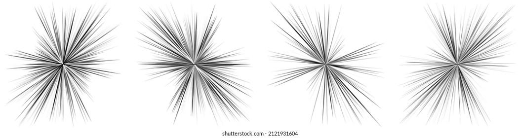 Radial, radiating dynamic rays, beams lines. Starburst, sunburst element. Gloss, shine effect. Gleam, glitter, glint, glare design