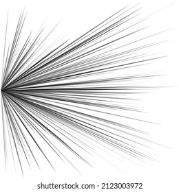 Radial, radiating dynamic rays, beams lines. Starburst, sunburst element. Gloss, shine effect. Gleam, glitter, glint, glare design