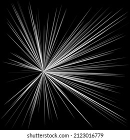 Radial, radiating dynamic rays, beams lines. Starburst, sunburst element. Gloss, shine effect. Gleam, glitter, glint, glare design