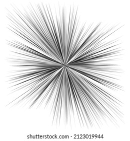 Radial, radiating dynamic rays, beams lines. Starburst, sunburst element. Gloss, shine effect. Gleam, glitter, glint, glare design