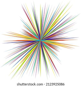 Radiales, radiantes rayos dinámicos, líneas de vigas. Starburst, elemento de explosión de sol. Brillo, efecto de brillo. Diseño brillante, brillante, brillante