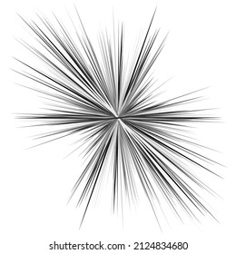 Radial, radiating dynamic rays, beams lines. Starburst, sunburst element. Gloss, shine effect. Gleam, glitter, glint, glare design