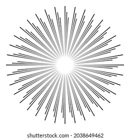 Radial, radiating line starburst, fireworks effects vector