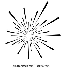 Radial, radiating line starburst, fireworks effects vector