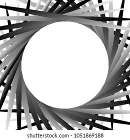 Radial, radiating lines abstract circular illustration in square format