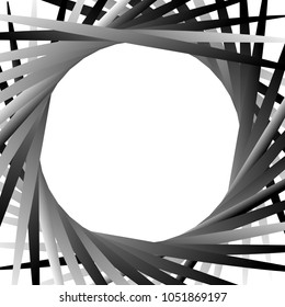 Radial, radiating lines abstract circular illustration in square format