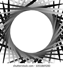 Radial, radiating lines abstract circular illustration in square format