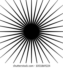 Radial, radiating lines abstract circular illustration in square format