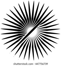 Radial, radiating lines. Asymmetrical geometric element. Circular, bursting lines