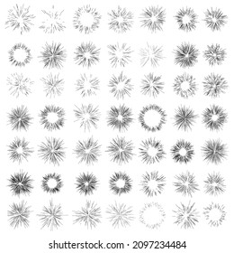 Radial, radiating lines beams, rays. Random lines diverging