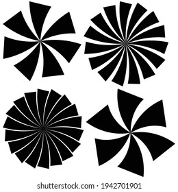 Radial, radiating lines element. Converging, conflux stripes design element