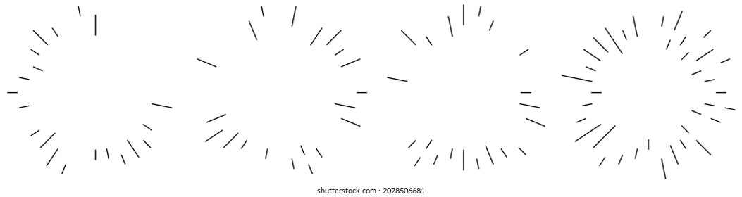 Radial, radiating lines. Gleam, glitter, flash and flare effect. Starburst, sunburst blast, emission design element