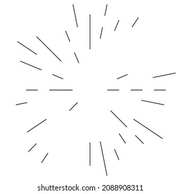 Radial, radiating lines. Gleam, glitter, flash and flare effect. Starburst, sunburst blast, emission design element