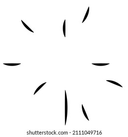 Radial, radiating lines. Gleam, glitter, flash and flare effect. Starburst, sunburst blast, emission design element