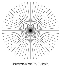 Radial, radiating lines intersected at center. Conflux, converging circular lines design