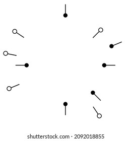 Radial, radiating lines with nodes, nodal points