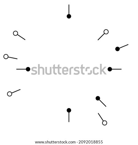 Radial, radiating lines with nodes, nodal points