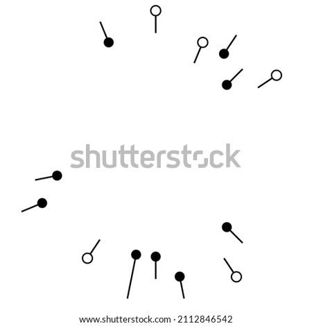 Radial, radiating lines with nodes, nodal points