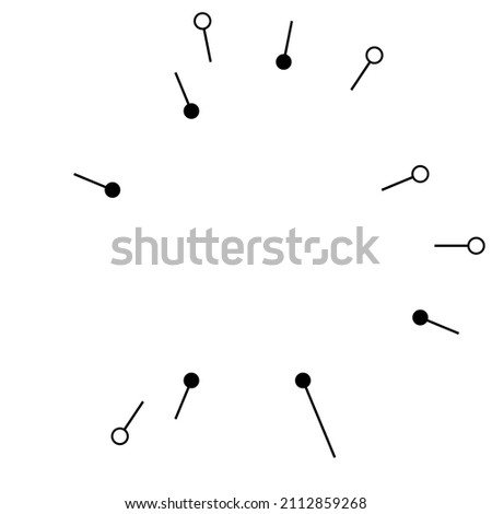 Radial, radiating lines with nodes, nodal points